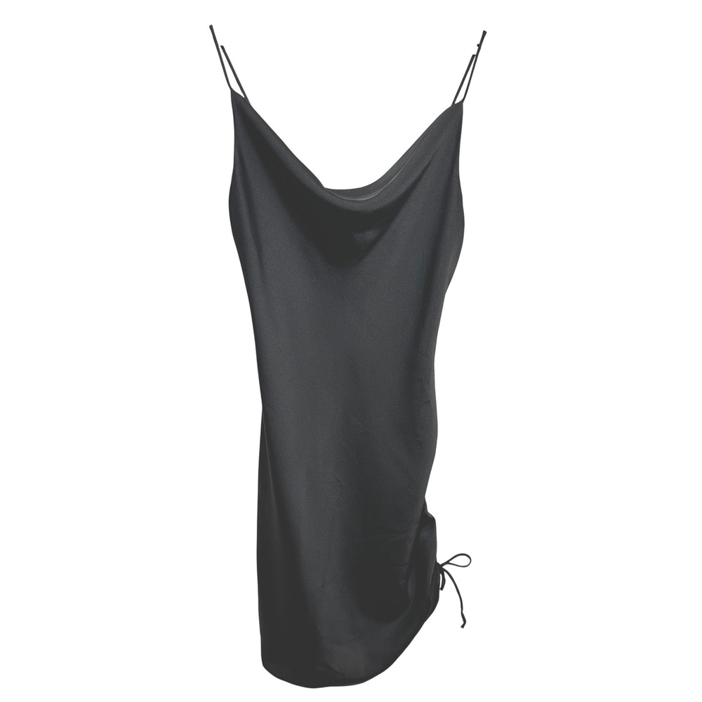 Bishop‎ + Young Black Satin Ruched Mini Slip Dress Womens Small LBD Dark Fairy
